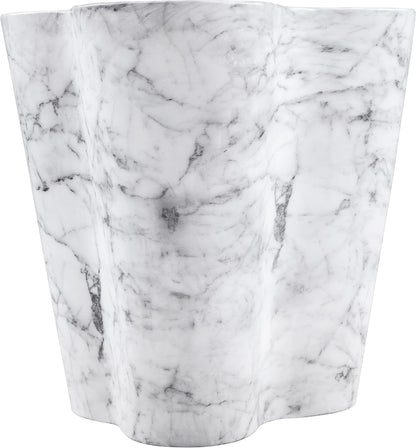 Meridian Furniture 99033White-ET Monza Collection Art Deco Marble Finish Indoor/Outdoor Concrete End Table, 21" W x 18.5" D x 22" H, White