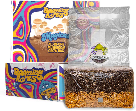 | The Magical 5lb All-in-One Mushroom Grow Bag | Mushroom Grow Kit | Harvest Your own Happiness | Discover The Magic of Growing Mushrooms - 5lb Grow Bag Mushroom Starter Kit