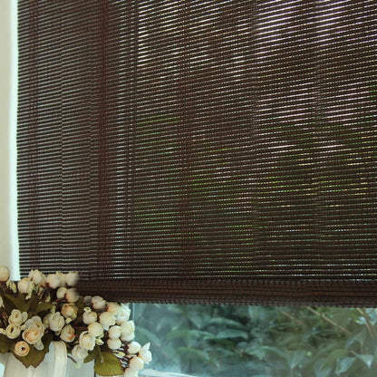 LETAU Cordless Wood Window Roller Shades, Bamboo Light Filtering Window Blinds for Outdoor Garden, Patio, Porch, Arbor, Pattern 13