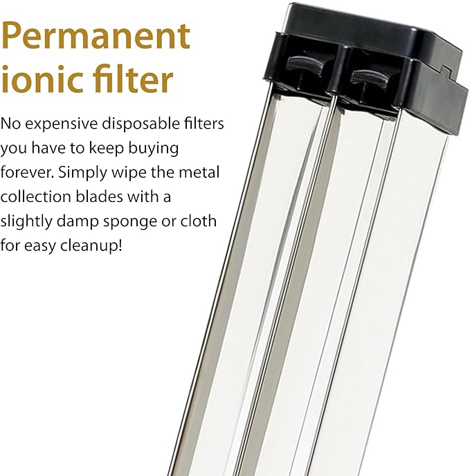 Ionic Pro Turbo (TA550) Ionic Air Purifier Tower for Home, Quiet Ionic Filterless Design, Covers Up to 500 Sq. Ft., Removes Odors, Smoke, Dust, and Allergens – Black