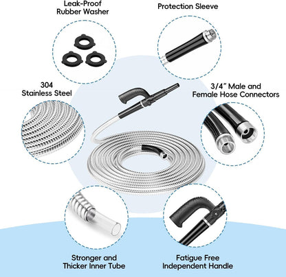 SPECILITE Metal Garden Hose 100ft Heavy Duty 304 Stainless Steel Water Pipe for Yard, Outdoor - Durable, Tough & Flexible, Kink & Tangle Free, Pet-proof, Puncture Resistant with Independent Grip
