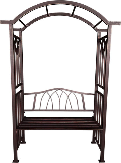 Bronze Aluminum Garden Arbor Arch with 2-Seater Bench