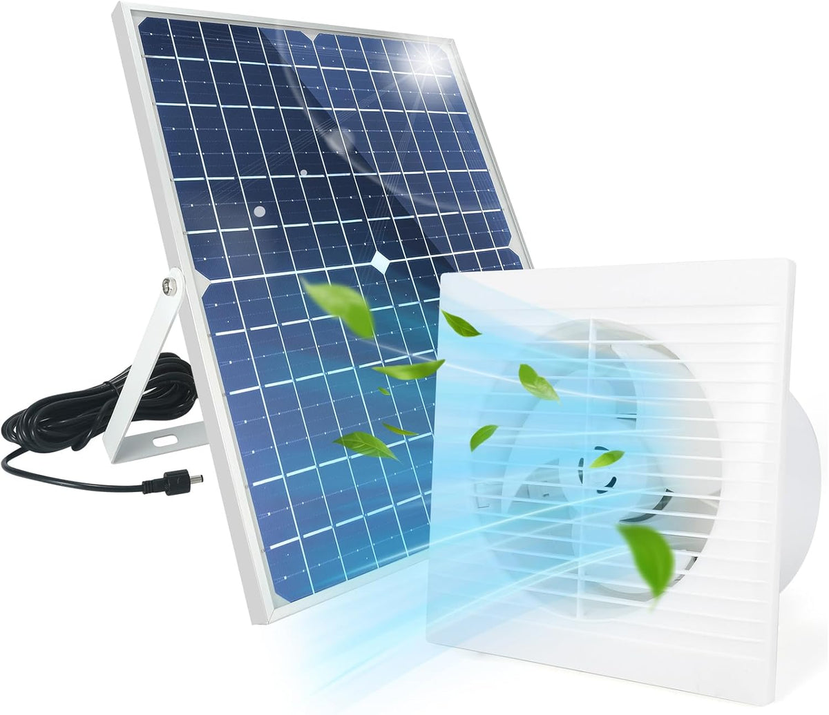 Solar Exhaust Fan, 25W Waterproof Solar Panel 8 Inch Ventilation Vent Fan for Greenhouse,Chicken Coop,Shed, Garage, Attic, Barn, Workshop Outside,14.8ft Cable