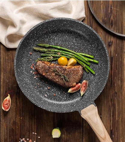 9.5 inch Nonstick Frying Skillet, Granite Coating Omelette Pan, 100% PFOA Free, Healthy Nonstick Stone Frying Chef's Skillet