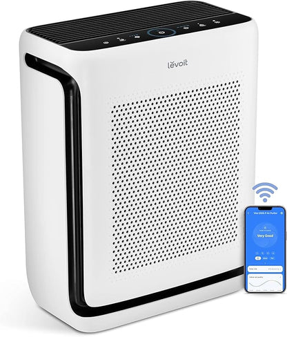 LEVOIT Air Purifiers for Home Large Room Up to 1875 Ft² with Washable Pre-Filter, AHAM VERIFIDE, Air Quality Monitor, HEPA Sleep Mode for Allergies, Pet Hair in Bedroom, Vital 200S-P, White