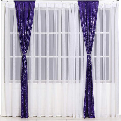 Eternal Beauty Sequin Backdrop Curtains, 2x8 Ft-2 Panels Purple Back Drop for Shimmer Photography Party Wedding Birthday Decor