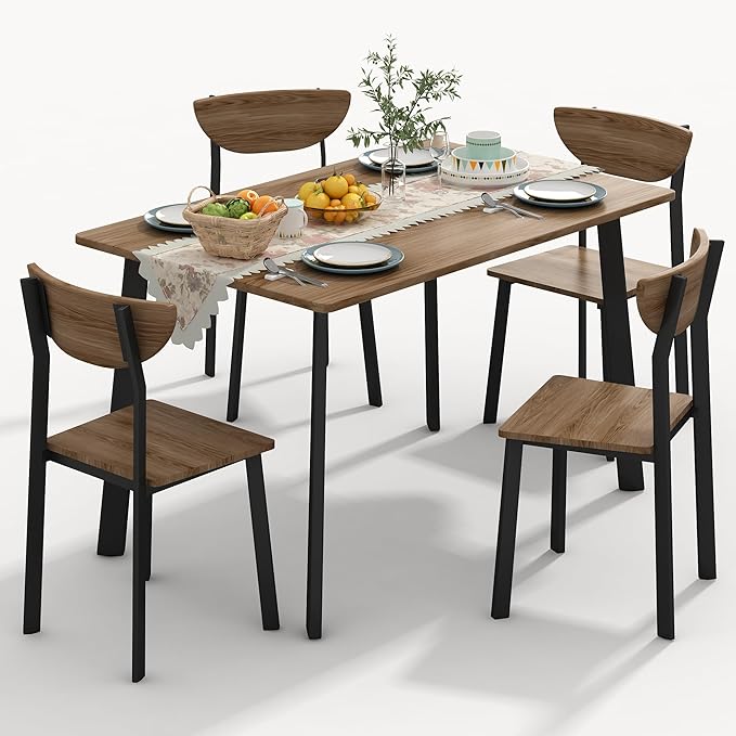 Hooseng Dining Room Table Set Dinner Table Set for 4 Breakfast Table Set for 4, Suitable Kitchen, Living Room, Breakfast, Small Spaces (1, Moon)