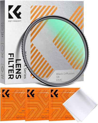 K&F CONCEPT 52mm Black Diffusion 1/8 Filter, Mist Dreamy Cinematic Effect Filter for Video/Vlog/Portrait Photography K-Series