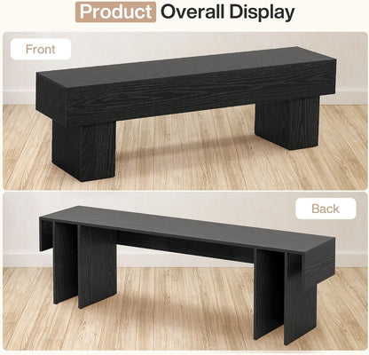 Tribesigns 63" Long Entryway Bench, Rustic Farmhouse End of Bed Bench, Wooden Shoe Bench Seat for Hallway, Living Room, End of Bed, Black