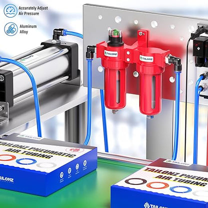TAILONZ PNEUMATIC 0-150PSI 3/8 Inch NPT Aluminum Alloy Air Filter Drying System, Particulate Filter, Coalescing Filter, Desiccant Dryer Filtration and Drying