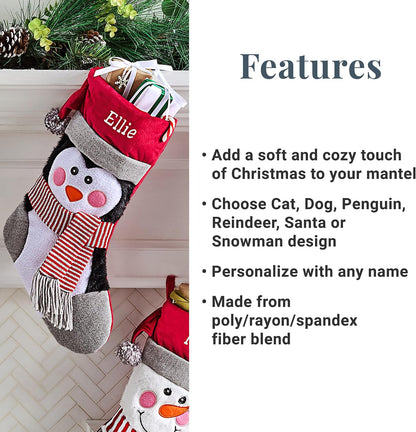 Let's Make Memories Personalized Christmas Stocking - Stockings for Family - Embroidered Name - Custom Christmas Decor - 8”x19” - Plush Friends - Dog
