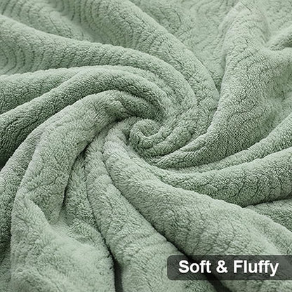 Ultra Soft Bath Towel Set of 4, Green Extra Large Textured Microfiber Luxury Towels 35x70 in, Quick Dry, Highly Absorbent, Fluffy, Oversized, for Bathroom Shower Pool Hotel Beach