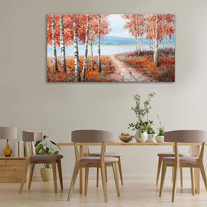 YDYSUNE Large Painting Wall Art Expertly Picture for Living Room Red and White Home Bedroom Decoration Tree Framed Artwork Decor 24X48
