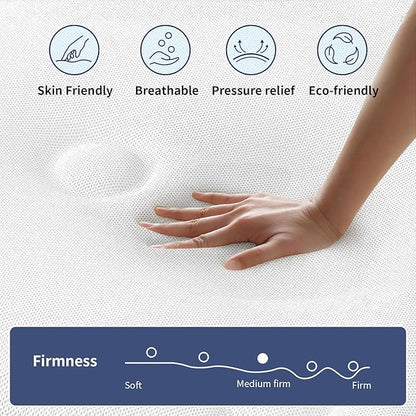 Full Mattress 10 Inch, Memory Foam Mattress with Pocket Spring, Soft & Comfortable Medium Plush, Motion Isolation, Pressure Relief, CertiPUR-US Certified (75"*54"*10")