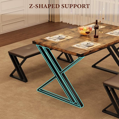 GAOMON Dining Table Set for 4, Kitchen Table with 2 Upholstered Benches, 3 Piece Dining Table Set for Small Space, Apartment, Saving Space for Kitchen, Dining Room (1.18'' Inch Cusion)