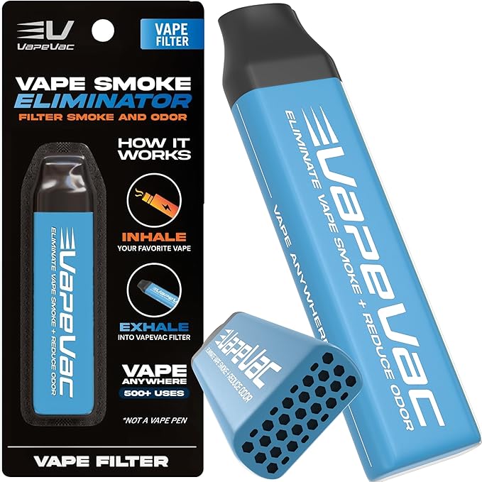 VapeVac (Registered AMZ Brand) – Pocket-Sized Personal Air Filter for Discreet Output Reduction | Minimizes Odor, Keeps Air Fresh | Not an Emission Device – 500+ Uses (Teal)