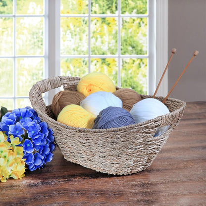Oval Natural Seagrass Storage Basket with Cut-Out Handles