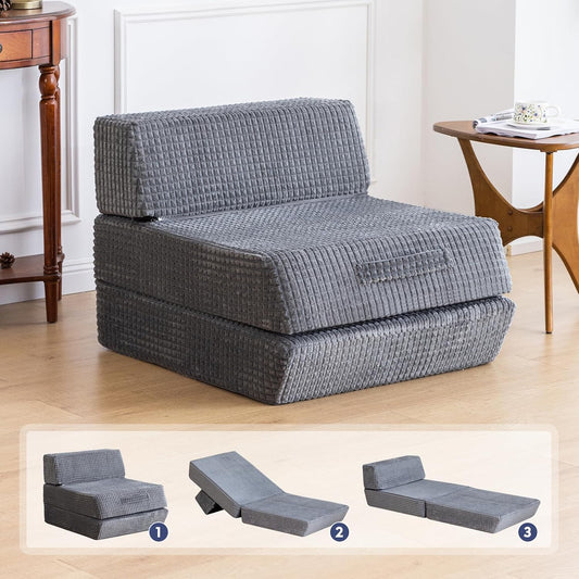 Snug Sofee Futon Sofa Bed, Convertible Sleeper Chair, Floor Mattress, Gray | Convertible futon sofa bed with removable zippered back support. Creates a comfortable floor bed for guests, living rooms.