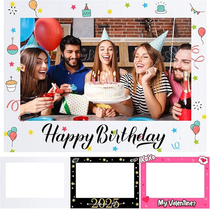 32 x 24 Inch Large Blank DIY Photo Booth Props Picture Frame Party Frame DIY Photo Booth Props Selfie for Birthday, Graduation, Christmas Holiday Party(White,Horizontal)