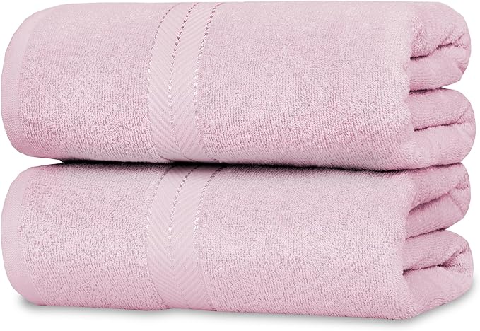 Casa Lino Bath Sheets Set Extra Large - 100% Cotton Extra Large Bath Towels - Highly Absorbent & Quick Dry Oversized Towels for Adults - 60" x 30" - Pack of 2 - (Blush Pink)