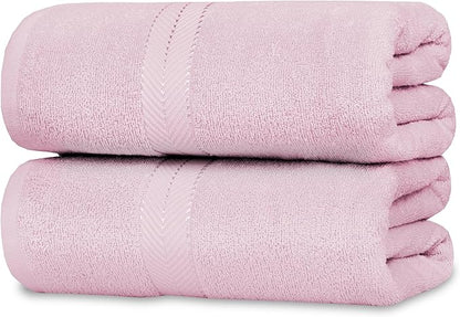 Casa Lino Bath Sheets Set Extra Large - 100% Cotton Extra Large Bath Towels - Highly Absorbent & Quick Dry Oversized Towels for Adults - 60" x 30" - Pack of 2 - (Blush Pink)