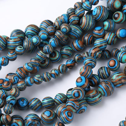 Blue Peacock Turquoise Stone Beads Gemstone Round Crystal Energy Jade Beads Stone Beads for Jewelry Making DIY Bracelet Necklace Jewelry Making 1 Strand 15.5inch 4MM