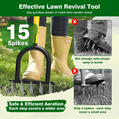 Lawn Aerator Tool - Grass & Soil Aerator for Lawn & Yard Care, Durable Manual Lawn Aerator for Healthy Grass, Compact Soil & Easy-to-Use Spike Plug Aerator