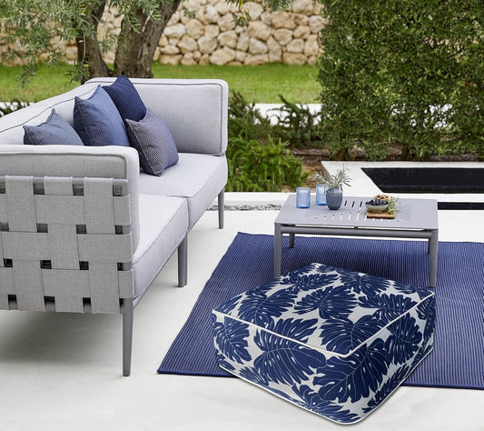 Outdoor Inflatable Footstool Ottomans Navy Leaves Square 23x9 Inch Patio Foot Stools and Ottomans Portable Footstool