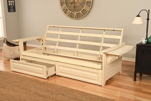 Kodiak Furniture Phoenix Futon Set with Oregon Trail Java Mattress and Storage Drawers, Full, Barbados