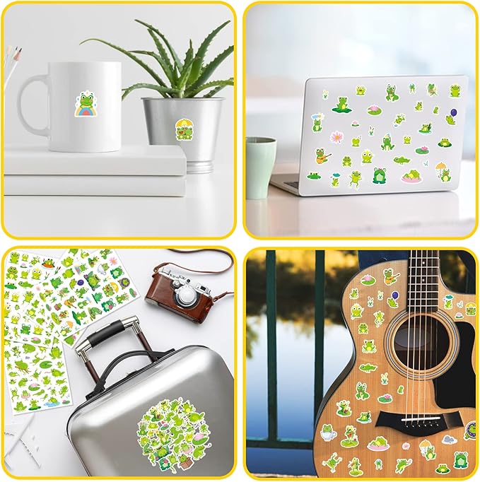 Frog Stickers Summer Spring Happy Honey Frog Decal Sticker 760 Counts Party Cute Gifts Goodie Bags Decor School Reward Birthday Party Favors Water Bottle Sticker Laptop Invitation Decor