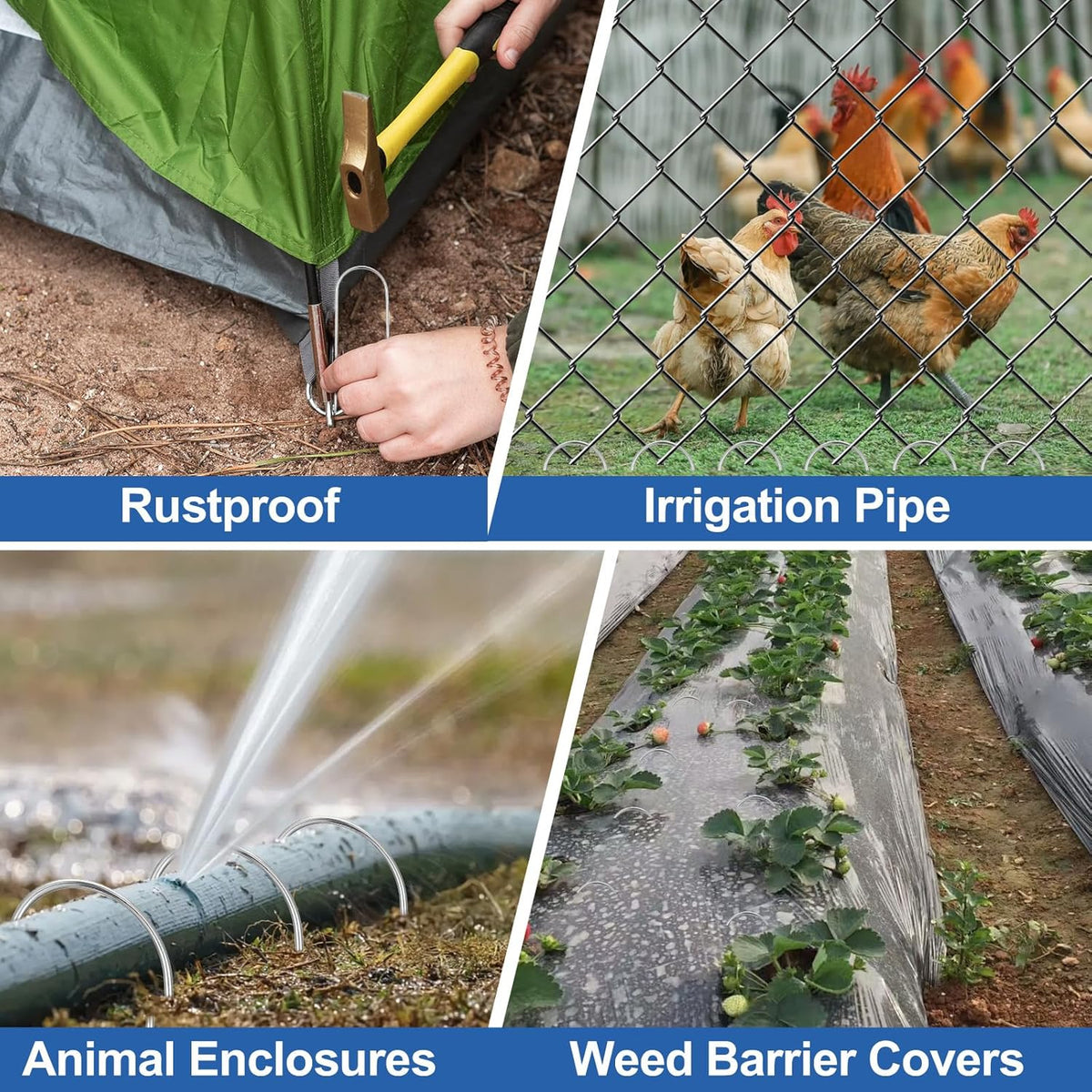 150 Pack U Shape Drip Irrigation Stakes, Heavy-Duty Garden Staples 6 Inch Galvanized Rust-Resistant Landscape Staples, Irrigation Hose Stakes Securing for Tube, Lawns, Landscape Fabric Barrier