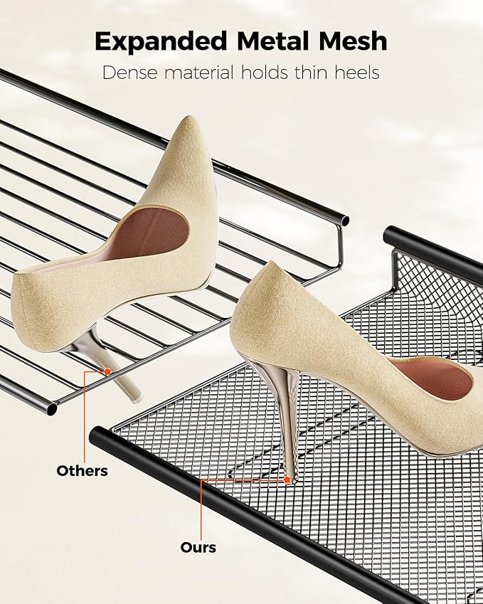 Pipishell 5-Tier Shoe Rack for Entryway and Small Spaces with Wooden Top & Metal Frames, Shoe Storage Organizer with Adjustable Storage Shelves, PISRB4V