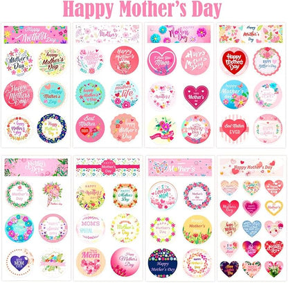 Mothers Day Stickers, Happy Mother's Day Labels Stickers for Mothers Day Card Gifts Present Decoration, Mothers Day Flower Decoration Stickers
