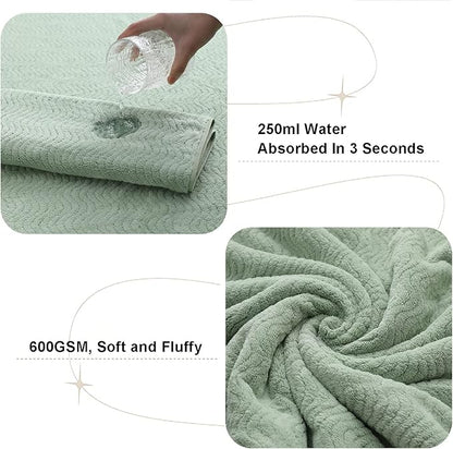 Green Bath Towels Set of 8, Quick Dry Bathroom Towel Textured,2 Oversized Bath Sheets/2 Hand Towels/4 Washcloths,Microfiber Shower Towels Large Ultra Soft Hotel Absorbent Towels For Bathroom Spa Gym