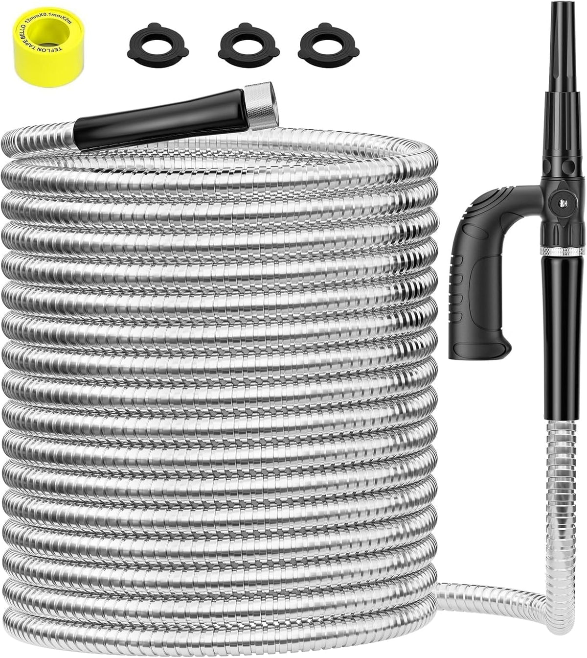 SPECILITE Metal Garden Hose 100ft Heavy Duty 304 Stainless Steel Water Pipe for Yard, Outdoor - Durable, Tough & Flexible, Kink & Tangle Free, Pet-proof, Puncture Resistant with Independent Grip