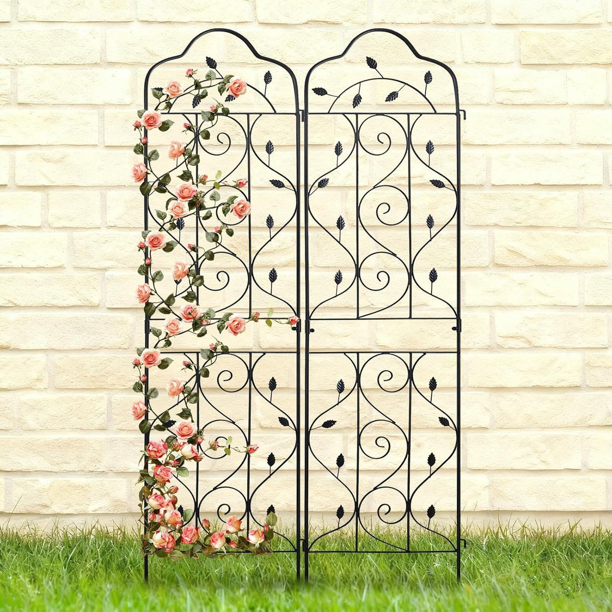 hogardeck 4 Packs 72 * 18 inch Metal Garden Trellis for Climbing Plants Outdoor,Heavy Duty,Black Coating Rustproof Trellis for Rose, Vegetable, Flowers, Expandable,Perfect for Training Climbing Plants