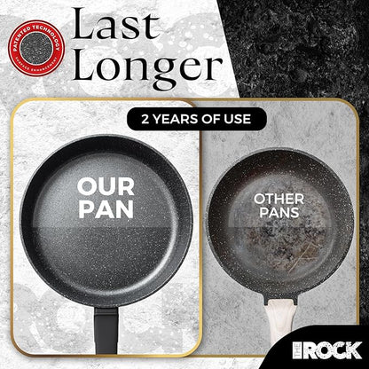 THE ROCK SOHO 9.5-Inch Nonstick Frying Pan with Lid – Compact for Urban Kitchens, Nothing Sticks, Never Warps, Lasts Longer, Oven & Dishwasher Safe, Black