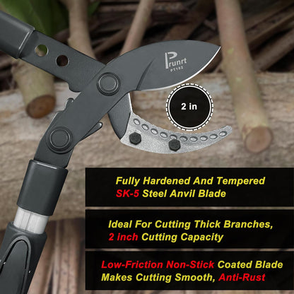 Loppers for Tree Trimming Heavy Duty, 26-40 Inch Handle Telescopic Tree Trimmer, Sync Drive Power Lever Pruner, 2 Inch Branch Cutter