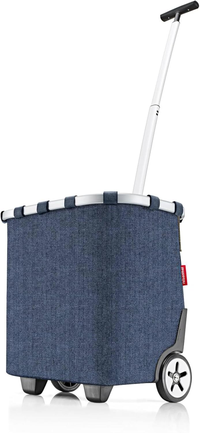 reisenthel carrycruiser Herringbone Dark Blue - Portable Shopping Trolley with Sturdy Aluminum Frame, Shoulder Strap and Removable mesh Inner Bag -Water-Repellent