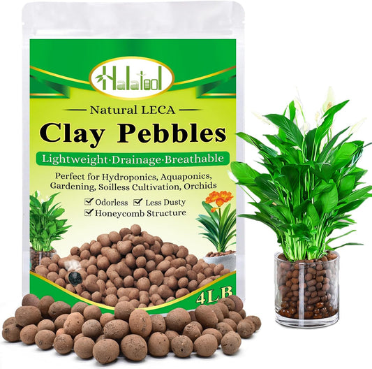 Halatool 4LB Leca Clay Pebbles for Plants 4mm-16mm Lightweight Clay Balls 100% Natural Hydro Balls for Aquarium Potted Plants Hydroponic Growing Gardening Orchids Drainage Decoration Aquaponics