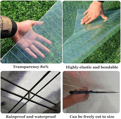 Glass Roof Pergola Polycarbonate Roofing Roll Polycarbonate Panels for Sunrooms, Open-Air Gardens, Greenhouses, Agricultural Use, Sheds(1.2x8m)