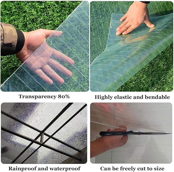 Glass Roof Pergola Polycarbonate Roofing Roll Polycarbonate Panels for Sunrooms, Open-Air Gardens, Greenhouses, Agricultural Use, Sheds(0.6x8m)