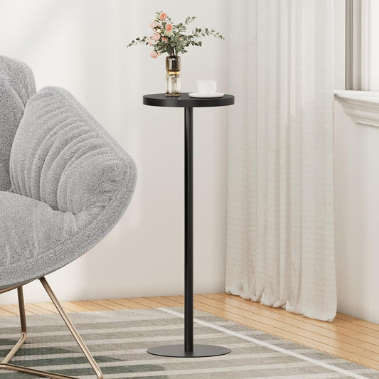 TUTOTAK Tall Round Side Table, Small End Table, Beside Table, Drink Table, Pedestal Side Table, livingroom, Black TB01BK065