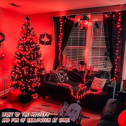 JMEXSUSS 150 LED Red String Lights Indoor Outdoor Waterproof, Connectable 59 Ft Halloween String Lights Plug in, 8 Modes Christmas Tree Light for Bedroom, Patio, Party, Halloween,Christmas Decorations