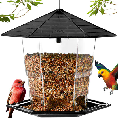 Jealoeur Bird Feeders for Outdoors Hanging Bird Feeder Wild Birds Seed, Black