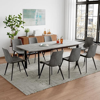63"- 78.7" Extendable Dining Table Set for 8, Modern Kitchen Table with Dining Chairs for 6-8 Person, Thickened Expandable MDF Wooden Table with Metal Legs for Dining Room, Kitchen