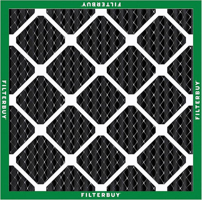 Filterbuy 12x12x1 Air Filter MERV 10 Odor & Allergy Defense with Activated Carbon (4-Pack), Electrostatic Pleated HVAC AC Furnace Filters Replacement, Made in USA (Actual Size: 11.75 x 11.75 x 0.75)