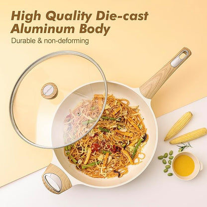 SENSARTE Ceramic Cookware Sets, Pots and Pans Set Non stick, 14-Piece Induction Cookware, Non toxic Healthy Non Stick Kitchen Cooking Set, with Frying Pans Set, PFAS PTFE PFOA PFOS Free