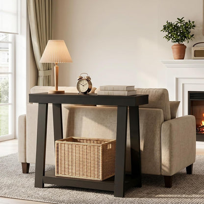 36" Narrow Console Table - 500lb Capacity 2-Tier Entryway Table, 2.6" Thick Top, Easy Clean & 15-Min Assembly, Sofa Table for Small Spaces