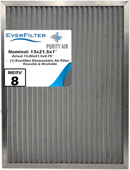 13x21.5x1 Electro-static Air Filter (1-Ct) AC Furnace Filter, Reusable & Washable 4-Stage Electrostatic Filter for Residential and Commerical HVAC (Actual Size: 12.88 x 21.5 x 0.75 Inches)